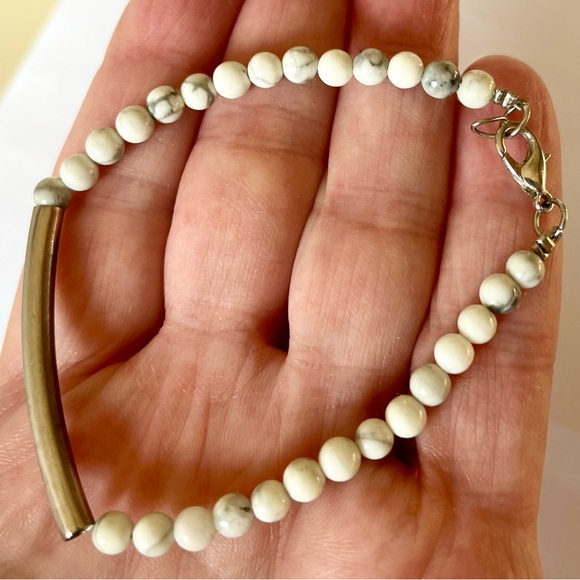 Gemstone silver tone bar bracelet size 7 jewelry - Picture 2 of 16